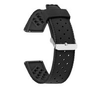 FLAGPVPAGT Silicone Watch Strap 20mm 22mm Fit For Quick Release Diving Waterproof Rubber Bracelet(Black-Silver,22mm)