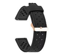 FLAGPVPAGT Silicone Watch Strap 20mm 22mm Fit For Quick Release Diving Waterproof Rubber Bracelet(Black-RoseGold,22mm)
