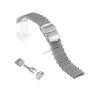 FLAGPVPAGT Strap 4.0mm Thickness Fit For Seiko 18mm 20mm 22mm 24mm Mesh Solid Steel Adjustable Diving Watch(Silver,22MM_S (ABOUT14.9CM))