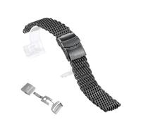 FLAGPVPAGT Strap 4.0mm Thickness Fit For Seiko 18mm 20mm 22mm 24mm Mesh Solid Steel Adjustable Diving Watch(Black,18MM_XXS (ABOUT14CM))