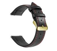 FLAGPVPAGT Top Grain Watch Band, 18mm/20mm/22mm Quick Release Straps(Black Red Gold)
