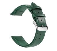FLAGPVPAGT Top Grain Watch Band, 18mm/20mm/22mm Quick Release Straps(Green Silver)