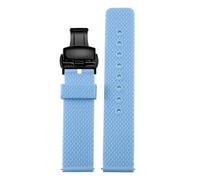 FLAGPVPAGT Universal Interface Rubber Watch Strap 18/19/20/21/22/23/24mm Waterproof Silicone Watchband(Light blue black A,20mm)
