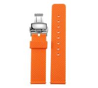 FLAGPVPAGT Universal Interface Rubber Watch Strap 18/19/20/21/22/23/24mm Waterproof Silicone Watchband(Orange Silver A,21mm)