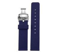 FLAGPVPAGT Universal Interface Rubber Watch Strap 18/19/20/21/22/23/24mm Waterproof Silicone Watchband(Blue Silver A,20mm)
