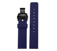 FLAGPVPAGT Universal Interface Rubber Watch Strap 18/19/20/21/22/23/24mm Waterproof Silicone Watchband(Blue black A,24mm)