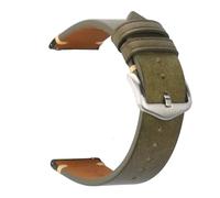 FLAGPVPAGT Vintage Leather Watch Band 18mm 20mm 21mm 22mm 23mm 24mm Strap Quick Release Wrist Fit For Men Women Bracelet Accessories(Green-silver,20mm)