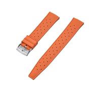 FLAGPVPAGT Watch Band 18mm 20mm 22mm Fluororubber Strap Smart Traditional Diving(Orange Silver,18mm)