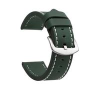 FLAGPVPAGT Watch Band Strap Sport Vintage Leather Watchband Stainless Steel Buckle Accessories 18mm 20mm 22mm 24mm(Army Green Silver 2,22mm)