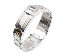 FLAGPVPAGT Watch Bracelet Fit For SUP GMT Men Fine-Tuning Pull Button Clasp 904L Stainless Steel Chain 20mm 21mm(Silver,20mm)