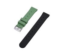 FLAGPVPAGT Watch Strap 20mm 22mm Fluororubber Bands Smart Fit For Men's Traditional Diving(Black Green,22mm)