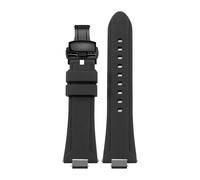 FLAGPVPAGT Watch Strap Replacement Fit For Super Player Series T137.407/410 Convex Interface Rubber Watchband 24mm(Black black A)