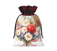 Flags and Flowers Two Color Drawstring Gift Bag M Beautiful Convenient Suitable For Christmas Birthdays