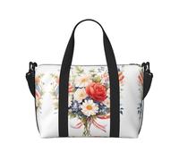 Flags and Flowers Women's Hand-held Crossbody Travel Bag, Casual Handbag with Zipper, Suitable for Work, Travel, Fitness, Travel