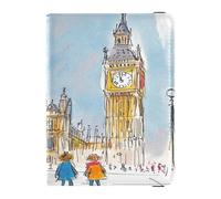 Flags at Half - Mast Scene Leather Passport and Vaccine Card Wallet Combo Travel Passport Wallet With Vaccination Card Slot Passport Holder Combo with Vaccine Card Slot for Women and Men