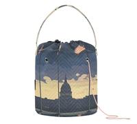 Flags at Half - Mast Scene Yarn Bag Crochet Yarn Organizer Portable Yarn Tote for Knitting Kit Crochet Backpack