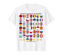 Flags of Europe 45 Countries Flags of European Geography T-Shirt