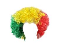 Flags Of European Cup Countries National Flag Short Curly Wig 2024 European Cup Short Curly Flag Wig Fans Cheer Supplies Afro Wig Team Fans Party Human Lace Front Wigs for Women (V, One Size)