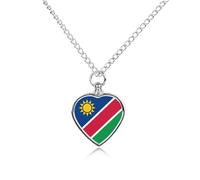 Flags of Namibia Pet Ashes Necklace Heart Silver Classic Pet Pendant Memorials Funerary for Dog Cat Lover