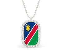 Flags of Namibia Women's Square White Diamond Necklace Adjustable Pendant Chain Gift for Mom