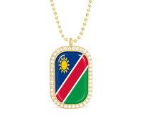Flags of Namibia Women's Square White Diamond Necklace Adjustable Pendant Chain Gift for Mom