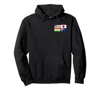 FLAGS OF THE QUAD ALLIANCE QUADRILATERAL SECURITY DIALOGUE Pullover Hoodie, Adult Unisex, Black, Small