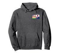 FLAGS OF THE QUAD ALLIANCE QUADRILATERAL SECURITY DIALOGUE Pullover Hoodie, Adult Unisex, Dark Heather Grey, X-Large