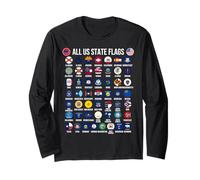 Flags of the U.S. States 50 Flags American Geography Long Sleeve T-Shirt