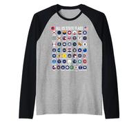 Flags of the U.S. States 50 Flags American Geography Raglan Baseball Tee