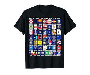 Flags of the U.S. States 50 Flags American Geography T-Shirt