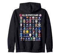 Flags of the U.S. States 50 Flags American Geography Zip Hoodie