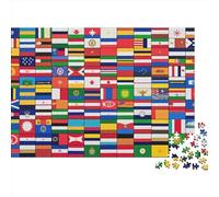 Flags of The World Jigsaw Puzzle-1000 Pieces Jigsaw Puzzle, Impossible to Finish Puzzle Games Great Gifts for Adults& Kids Age 14 Years Up 1000pcs (75x50cm)