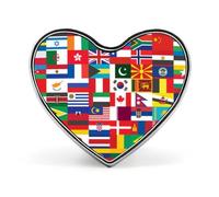 Flags of The World Novelty Metal Badges Love Shape Heart Form Brooch Pin Clothes Hat Bag Accessories