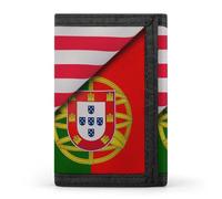 Flags of United States and Portugal Wallet for Men Trifold Wallets Credit Card Holder Minimalist Front Pocket for Women