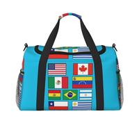 Flags Of Various Countries Print Foldable Carry On Tote Large Capacity Hand Carry Bag for Airplane Weekend Getaways