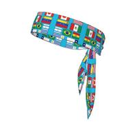 Flags Of Various Countries Printing Sports Headband Tie,Durable Sports Bandage Headscarf, Ideal For Volleyball & Workouts​