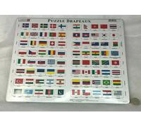 FLAGS PUZZLE JIGSAW GAME New Sealed French Match 80 Flags to Countries LARSEN
