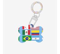 Flags Represent Various Printing Bone Shaped Dog Tag Pet Id Tags,Acrylic Dog Tags Cat Tags with Ring for Dog Cat,Pendant Crafts