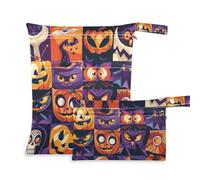 Flags with Halloween Elements zippered clothes bag 2 Pack diaper bag essential items with handles for pool, yoga