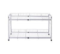 FlagShip 2 Tier Under Sink Organizers and Storage Rack Expandable Cabinet Shelf for Kitchen Bathroom Silver (17-25 inches)