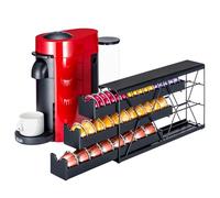 FlagShip 3-Tier Nespresso Pod Holder & Vertuo Coffee Capsule Organizer - Black Metal Space-Saving Storage Holds 30+ Pods Fits All Size Vertuo Pod