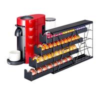 FlagShip 4-Tier Corner Coffee Pod Organizer for Nespresso Vertuo - 40+ Capsule Storage, Slim Metal Kitchen Countertop Space Saver with Compact Design