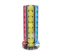 FlagShip Coffee Pod Capsule Holder for Dolce Gusto, Metal Carousel Capsules Pods Organizer Rack, 48 Pods Silver