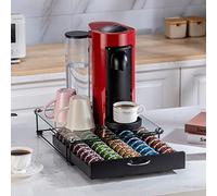 FlagShip for Vertuo Pod Holder Coffee Pod Organizer for Nespresso Pod Storage Glass Top(50 Pods Capacity)