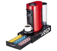 FlagShip Vertuo Pod Drawer Modern Black Metal Coffee Capsule Organizer & Space-Saving for Nespresso Pod Holder Coffee Machine Stand(30 Vertuo Pods Capacity)