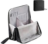 FLAHOLD Makeup Bag, Travel Makeup Organizer, Standing Makeup Bag, Parallel Traveler Make-up Bags Fold Down, Large Capacity, Waterproof with Compartments, Black, Fashion