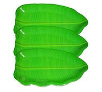 Flair 14 inch Banana Leaf Shape South Indian Dinner Lunch Serving Melamine Platter Plate for All Occasions - 3 Pcs