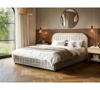 Flair Alba Jacquard Pattern Ottoman Bed Beige Chenille Kingsize
