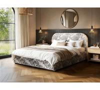 Flair Alba Tree Print Ottoman Bed Beige Chenille Kingsize