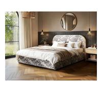 Flair Alba Tree Print Ottoman Bed Beige Chenille | Size: Double Flair Beige Double